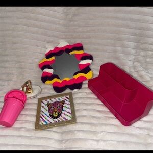 Colorful Kids Mirror with Pink Organizer